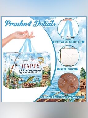 Happy Retirement Gift Bag with Fishing Design